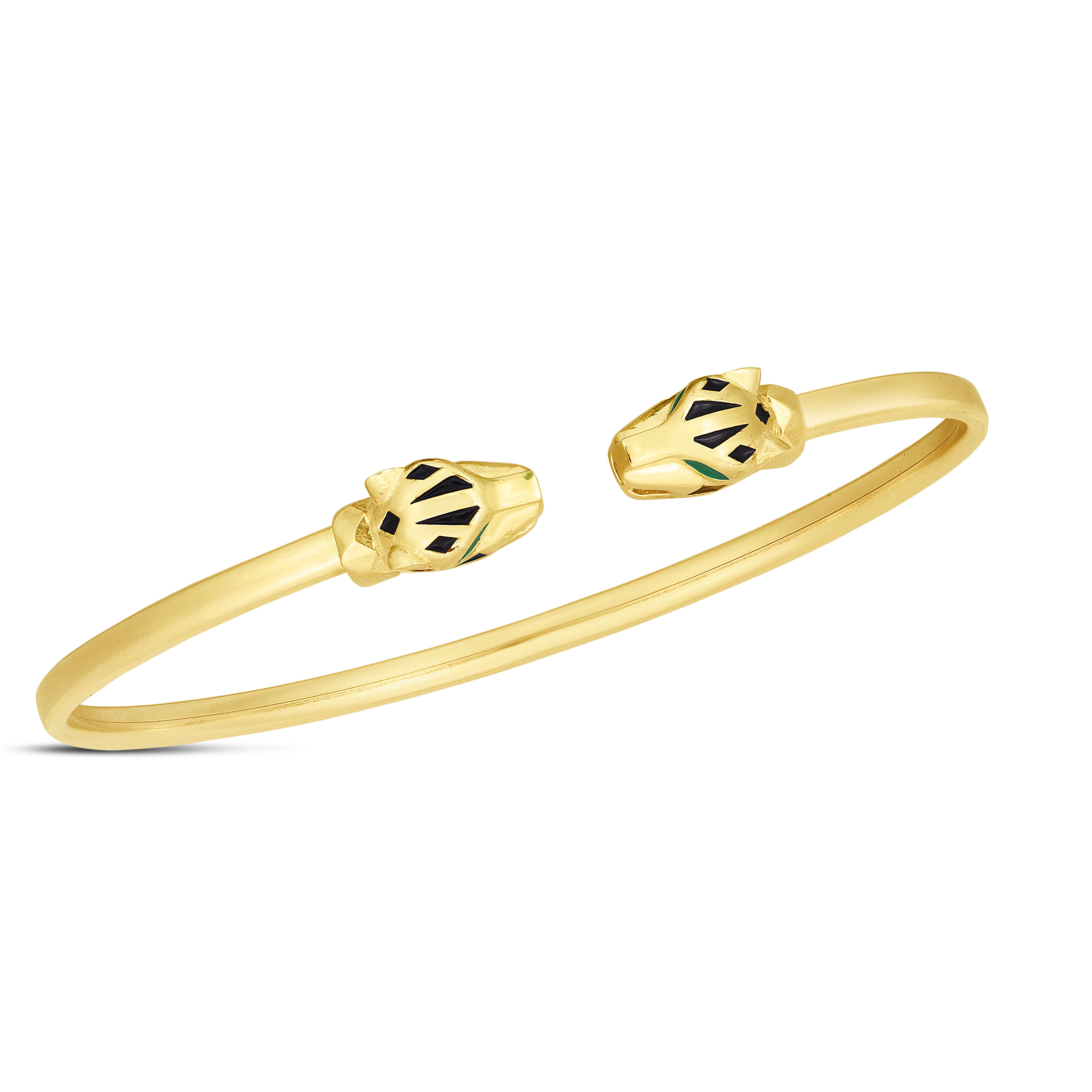 Open Cuff Panther Bangle Gold Bracelet in 14k Yellow