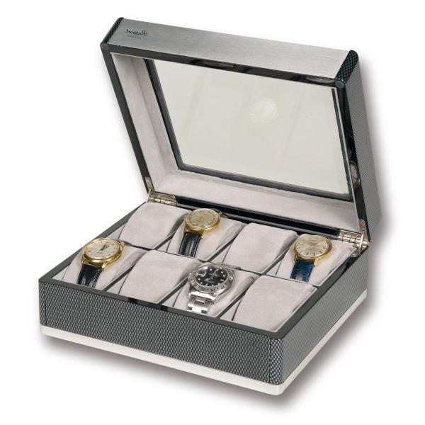 Rapport London F3 Carbon Fiber Collectors 8 Watch Box w/ Glass Lid