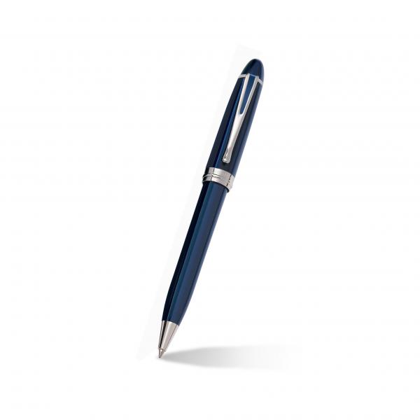 Aurora Ipsilon Blue Ballpoint Pen w/ 14k White Gold Trims