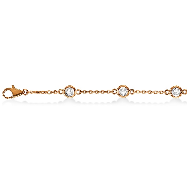 Diamond Station Bracelet Bezel-Set 14K Rose Gold (1.00ct)