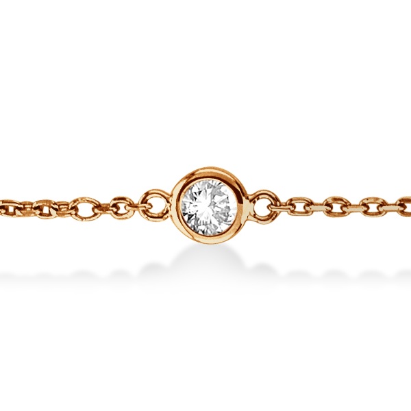Diamond Station Bracelet Bezel-Set 14K Rose Gold (1.00ct)