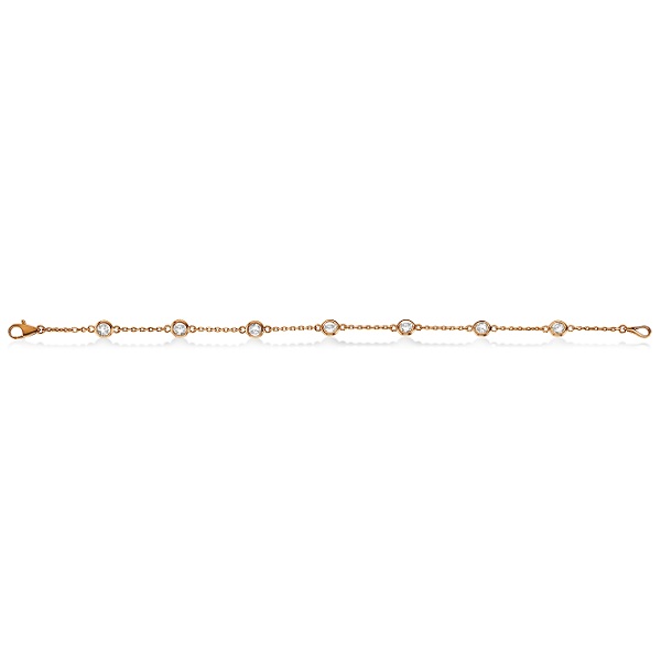 Diamond Station Bracelet Bezel-Set 14K Rose Gold (1.00ct)