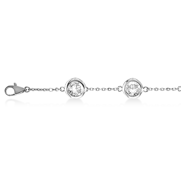 Diamond Station Bracelet Bezel-Set 14K White Gold (2.10ct)