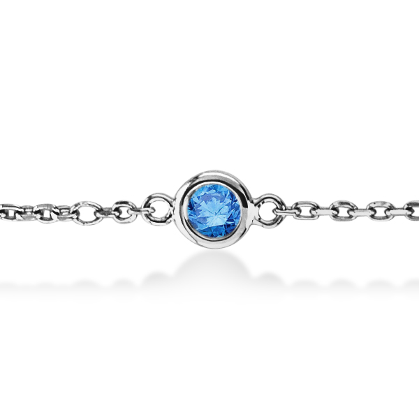 Fancy Blue Diamond Ankle Bracelet 14K White Gold (1.00ct)