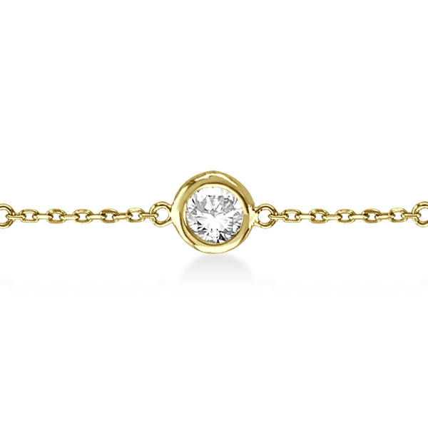 Diamond Anklet Bracelet Bezel Set 14K Yellow Gold (1.50ct)