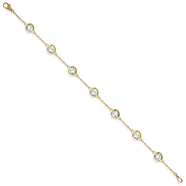 Lab Grown Diamond Anklet Bracelet Bezel Set 14K Yellow Gold (1.50ct)