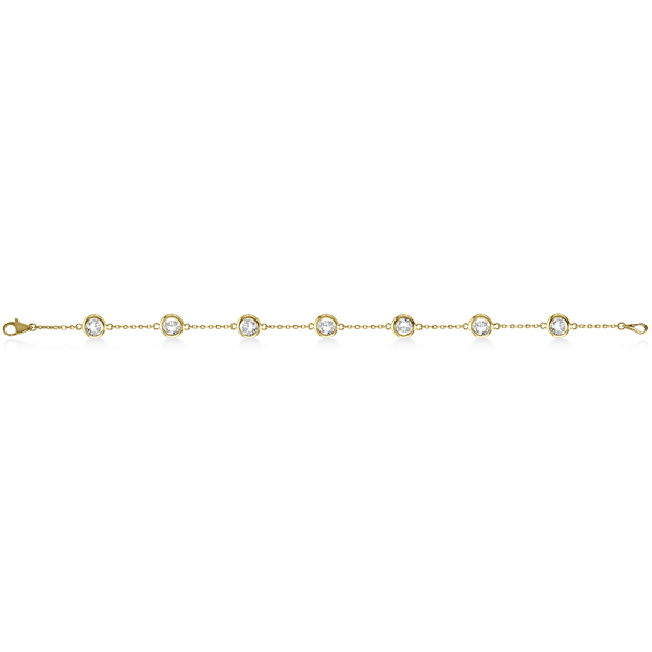 Lab Grown Diamond Anklet Bracelet Bezel Set 14K Yellow Gold (1.50ct)