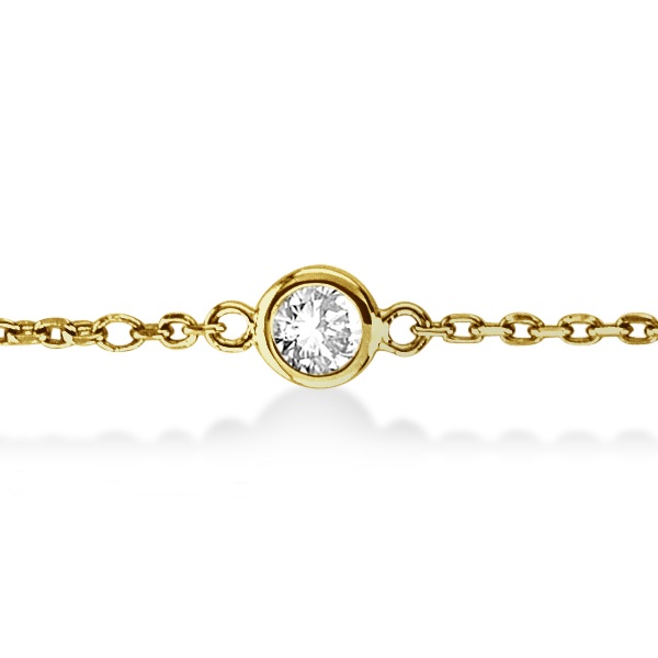 Diamond Anklet Bracelet Bezel Set 14K Yellow Gold (0.37ct)