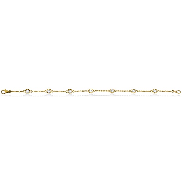 Lab Grown Diamond Anklet Bracelet Bezel Set 14K Yellow Gold (0.50ct)