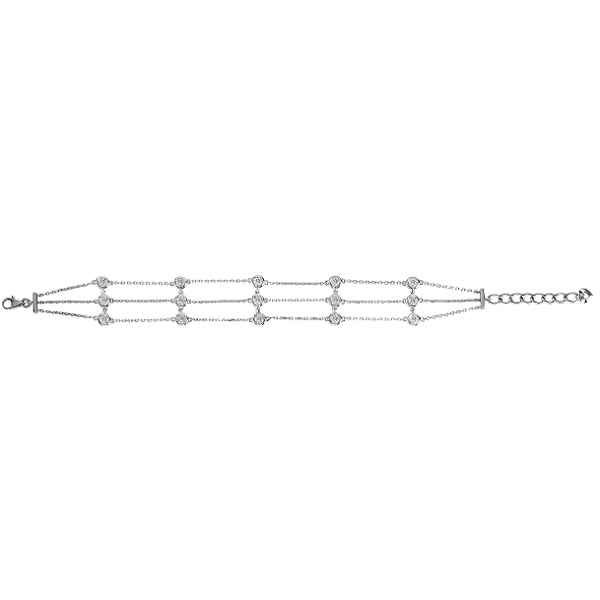 3 Strands Bezel-Set Lab Grown Diamond Station Anklet 14K White Gold (1.00ct)