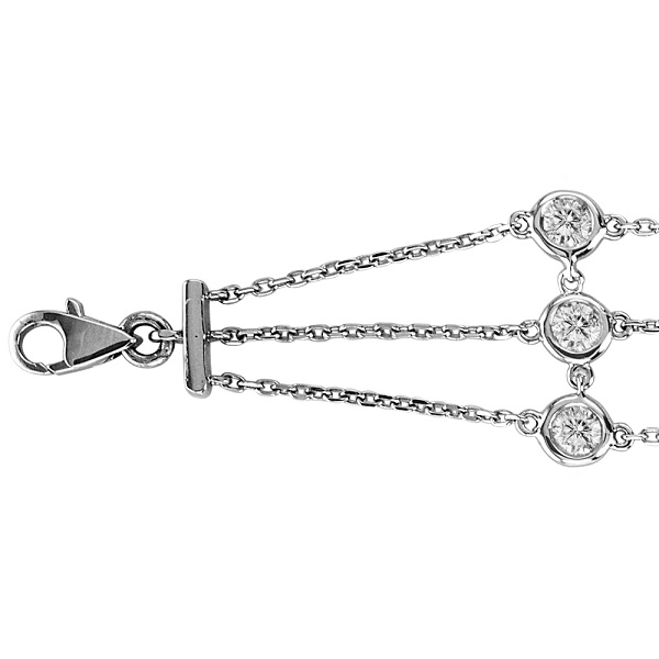 3 Strands Bezel-Set Diamond Station Anklet 14K White Gold (1.00ct)