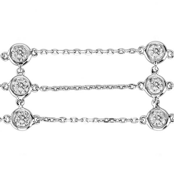 3 Rows Bezel Set Diamond Station Bracelet 14K White Gold (1.00ct)