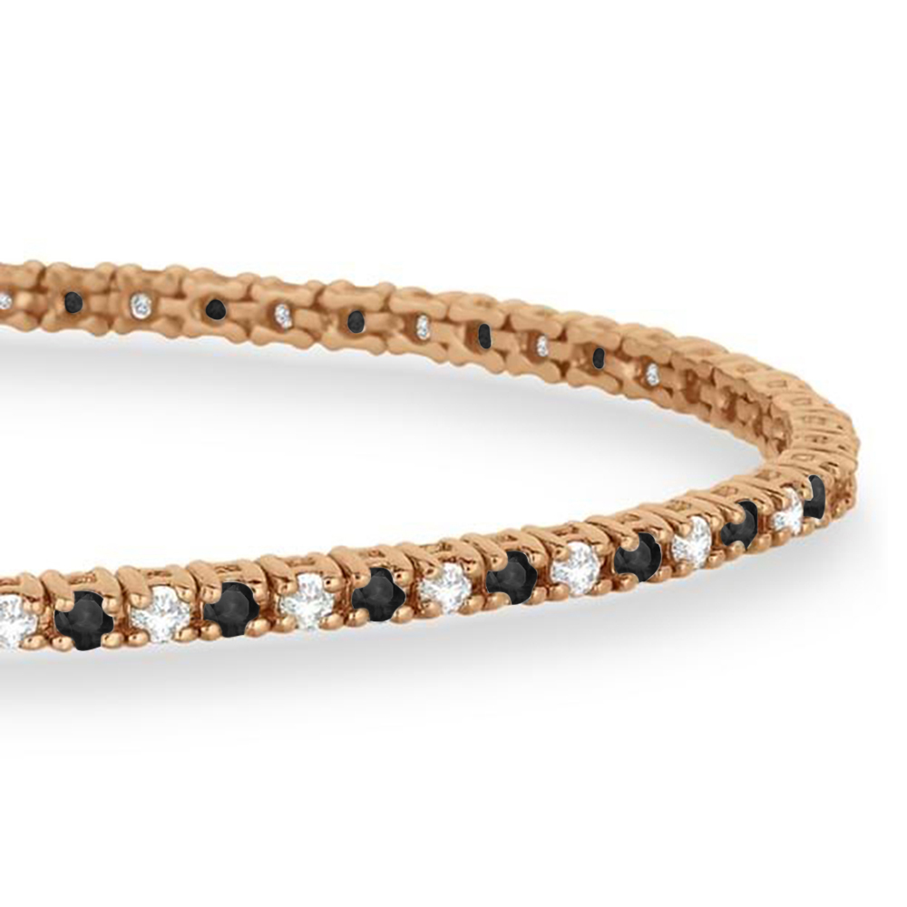 Alternating Diamond & Black Diamond Eternity Bracelet 14K Rose Gold (2.10ct)