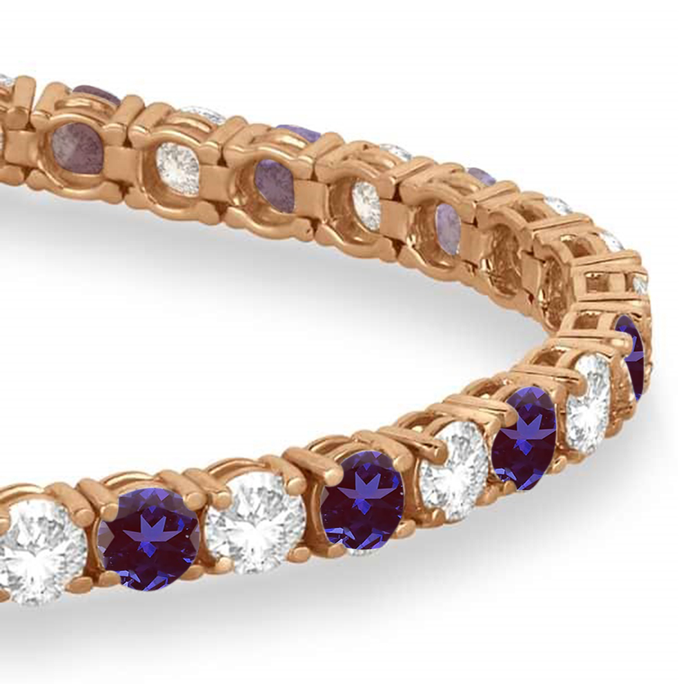 Alternating Diamond & Lab Alexandrite Eternity Tennis Bracelet 14K Rose Gold (11.43ct)