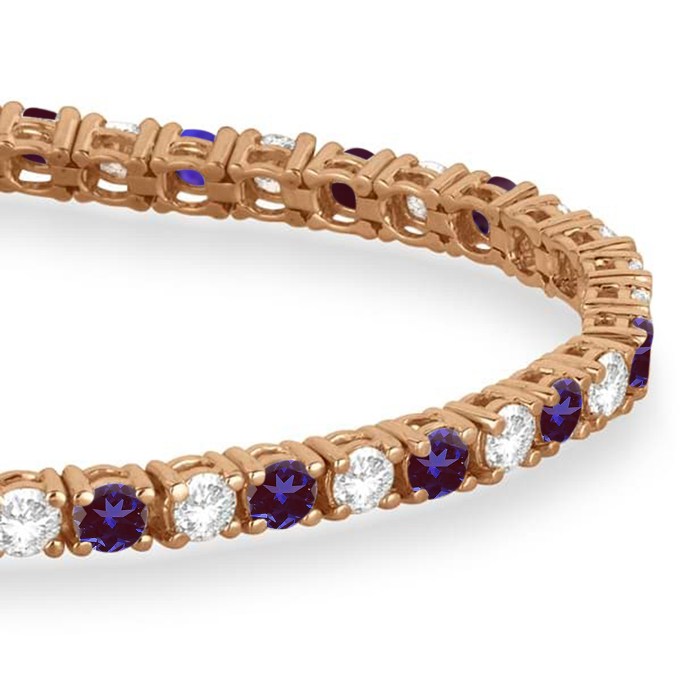 Alternating Diamond & Lab Alexandrite Eternity Tennis Bracelet 14K Rose Gold (8.37ct)