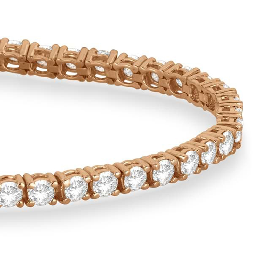 Lab Grown Diamond & Emerald Eternity Tennis Bracelet 14K Rose Gold (6.52ct)