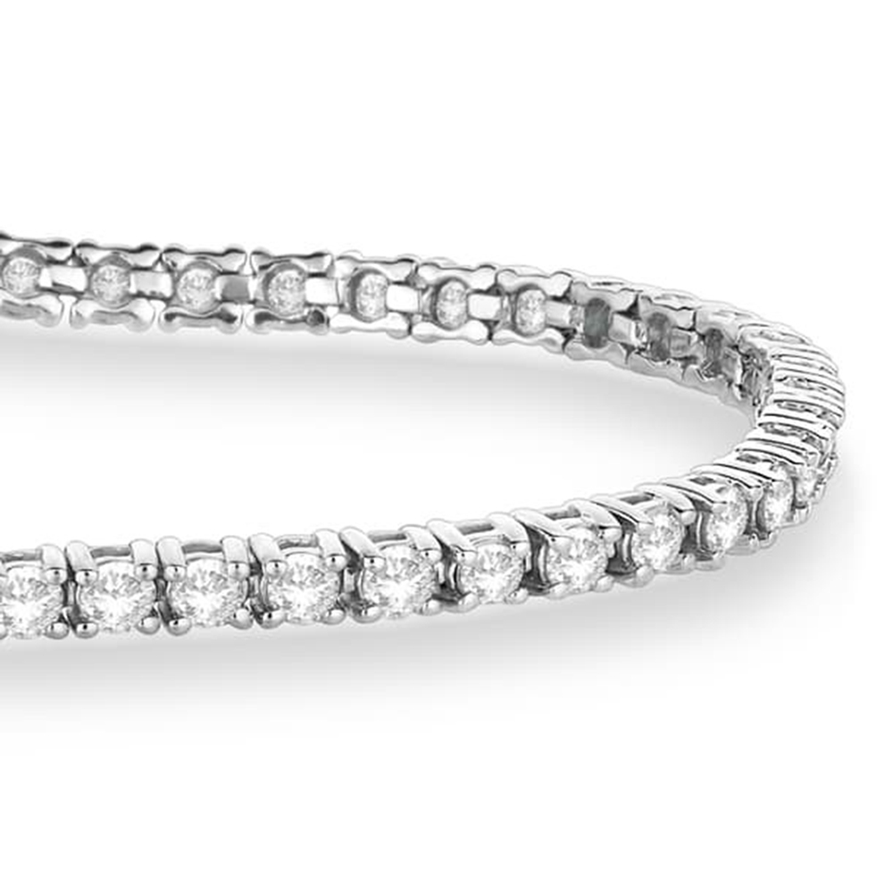 Lab Grown Diamond & Blue Sapphire Eternity Tennis Bracelet 14K White Gold (3.20ct)