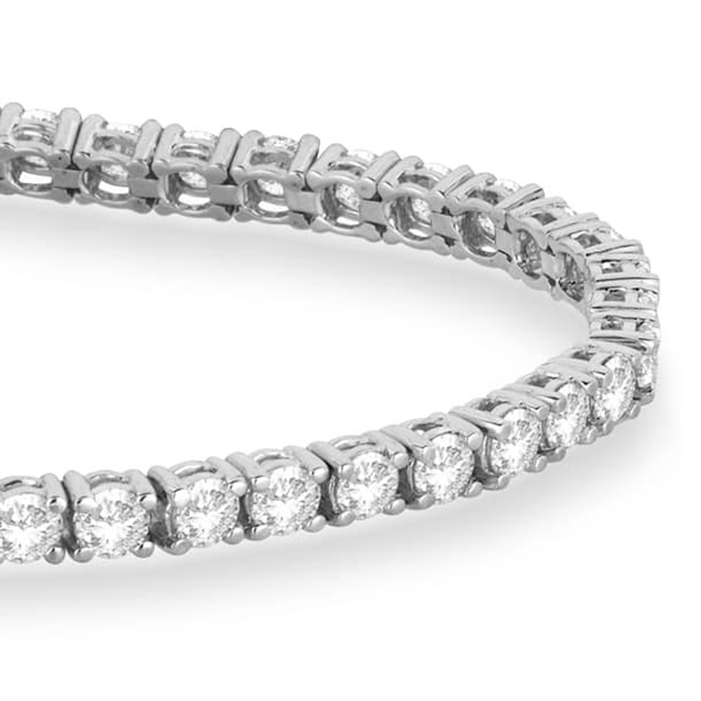 Lab Grown Diamond & Blue Sapphire Eternity Tennis Bracelet 14K White Gold (7.90ct)
