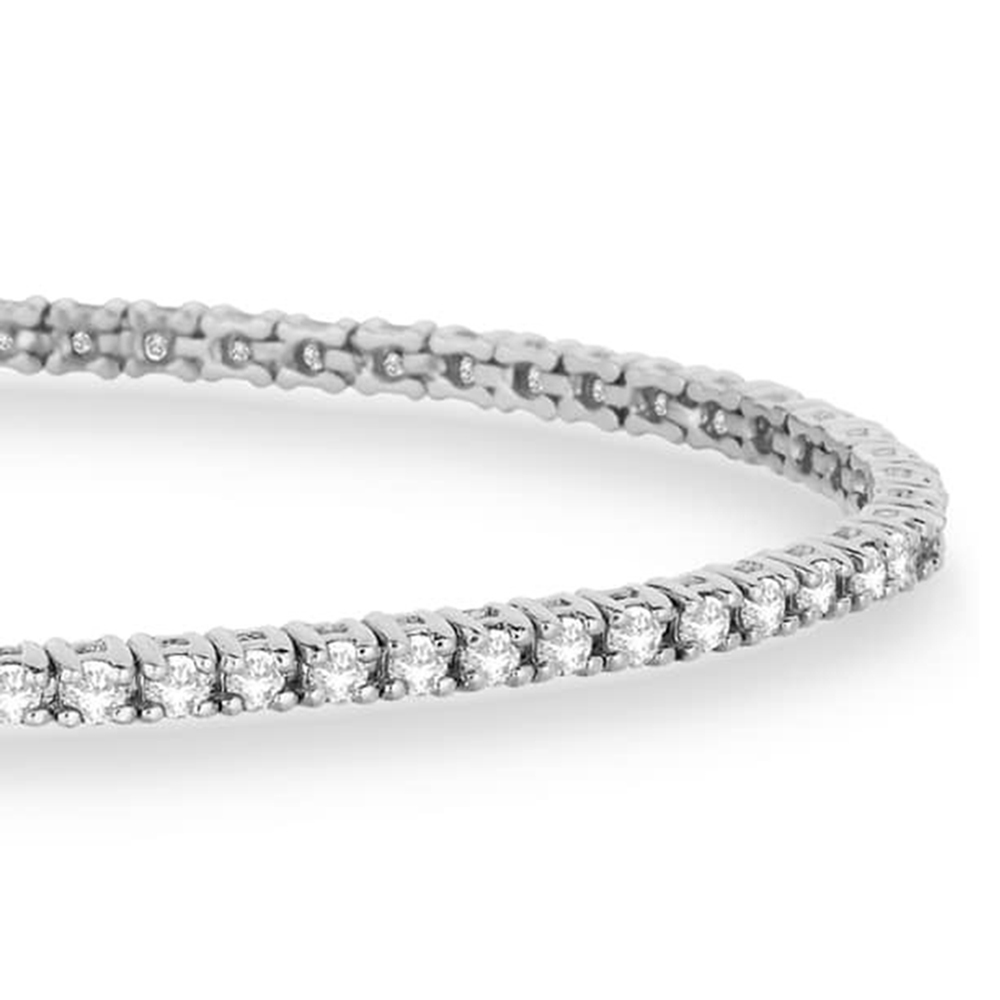 Diamond & Emerald Eternity Tennis Bracelet 14K White Gold (0.97)