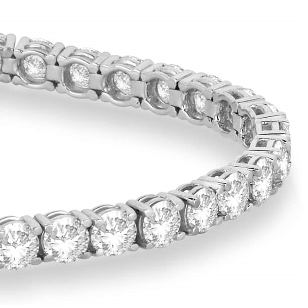 Lab Grown Diamond & Emerald Eternity Tennis Bracelet 14K White Gold (9.88ct)