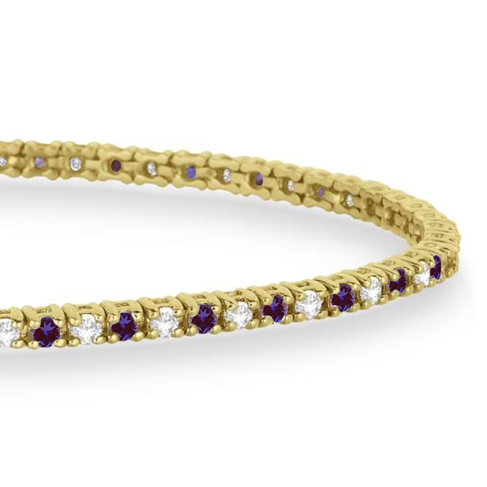 Alternating Diamond & Lab Alexandrite Eternity Tennis Bracelet 14K Yellow Gold (2.29ct)
