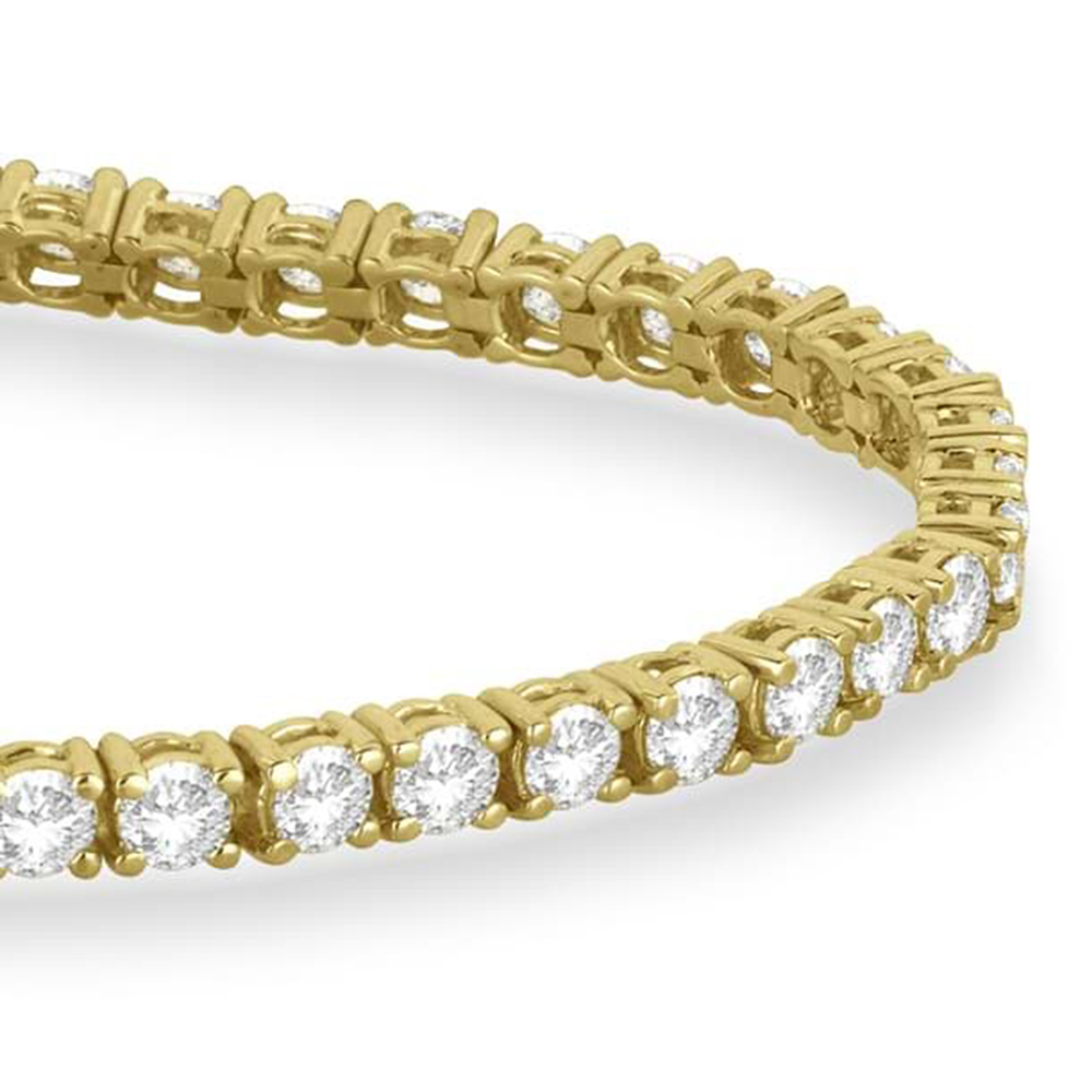 Lab Grown Diamond & Blue Sapphire Eternity Tennis Bracelet 14K Yellow Gold (7.90ct)