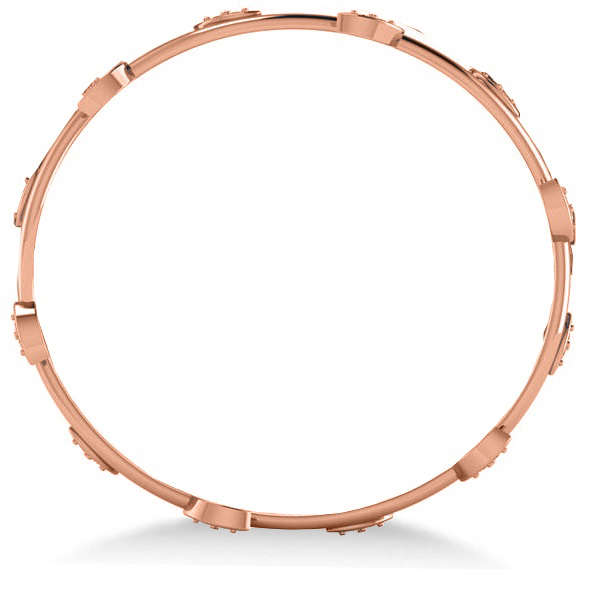Stackable Diamond Vine Leaf Bangle Bracelet 14k Rose Gold (0.72ct)