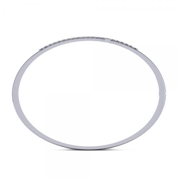 Diamond Religious Cross Bangle Bracelet in 14k White Gold (0.87ct)