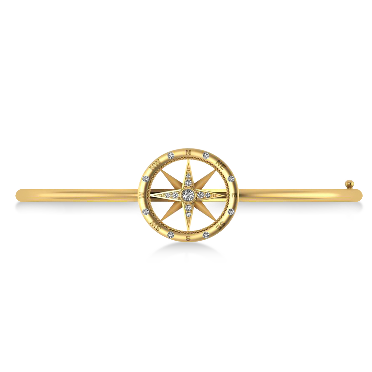 Diamond Compass Bangle Bracelet 14k Yellow Gold (0.19ct)