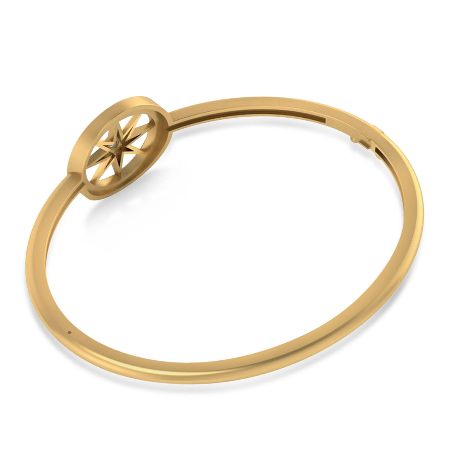 Diamond Compass Bangle Bracelet 14k Yellow Gold (0.19ct)
