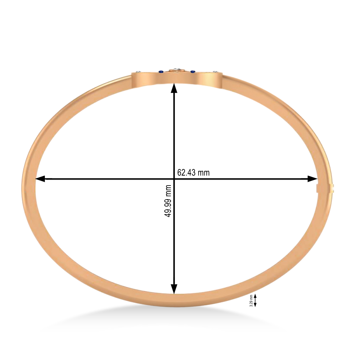 Blue Sapphire & Diamond Compass Bangle Bracelet 14k Rose Gold (0.19ct)