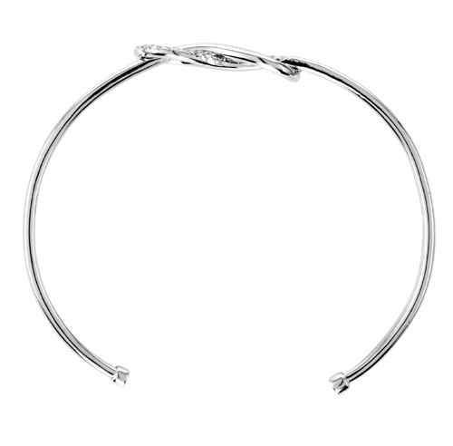 Diamond-Accented Sterling Silver Love Knot Bangle (0.02ctw)