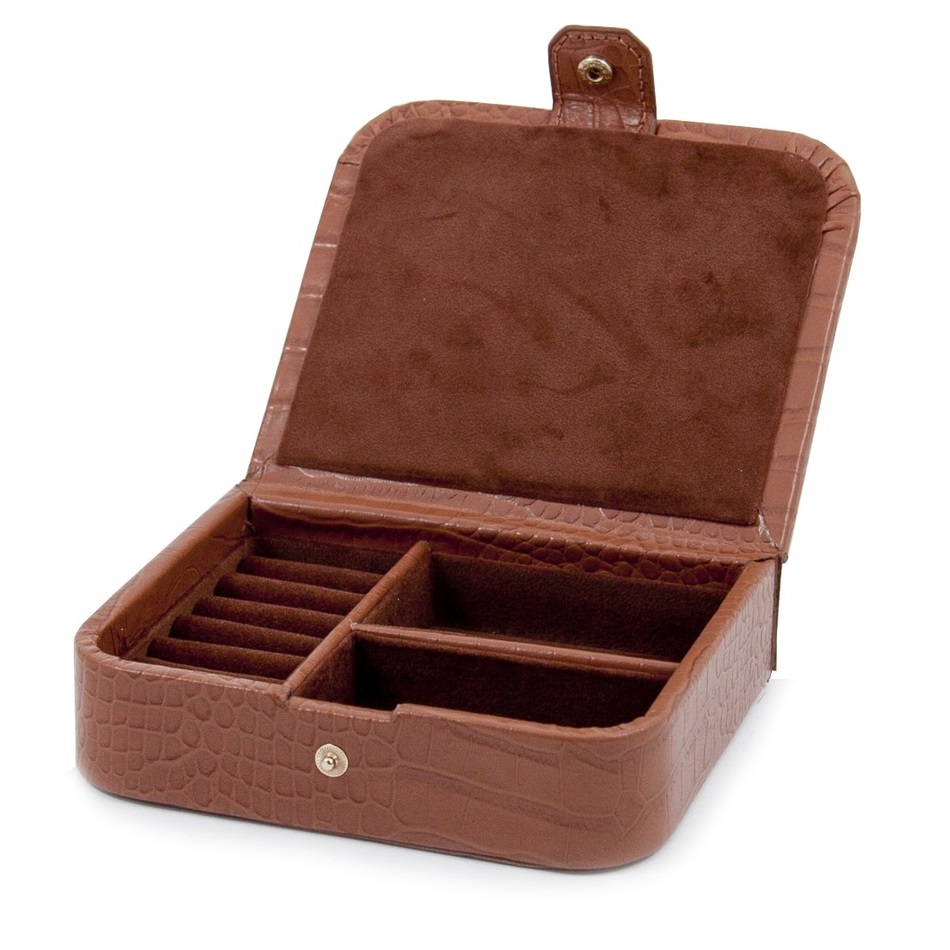 Croco Leather Jewelry Case with Snap Closure BB30