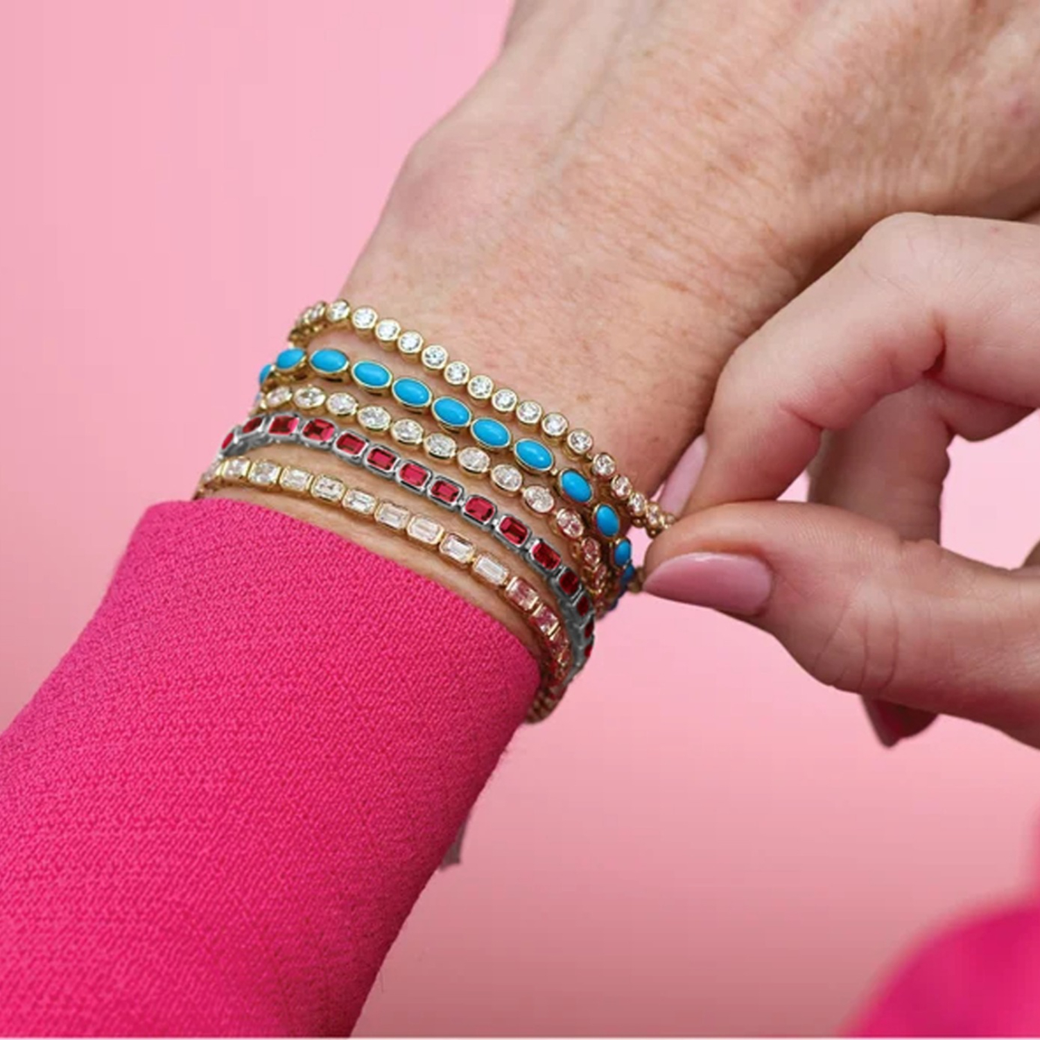 Emerald Cut Mozambique Garnet Tennis Bracelet 14K White Gold (8.58ct)