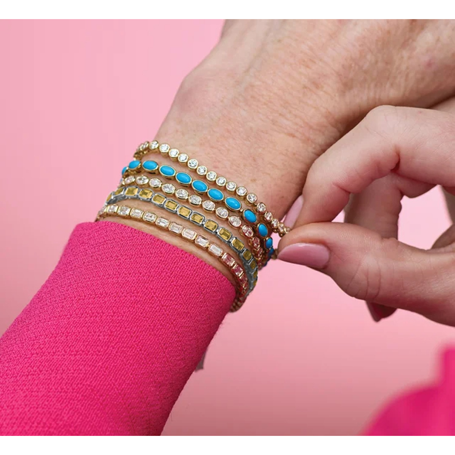 Emerald Cut Citrine Tennis Bracelet 14K White Gold (8.58ct)