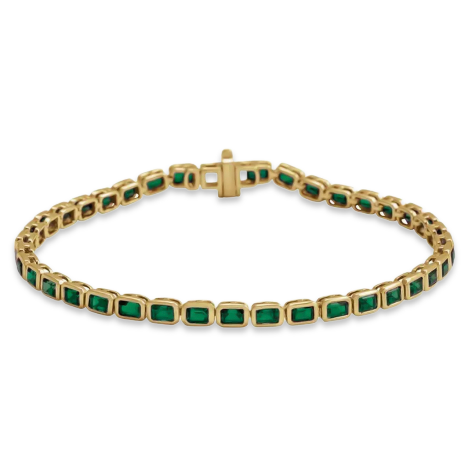 Emerald Cut Tzavorite Garnet Tennis Bracelet 14K Yellow Gold (8.58ct)