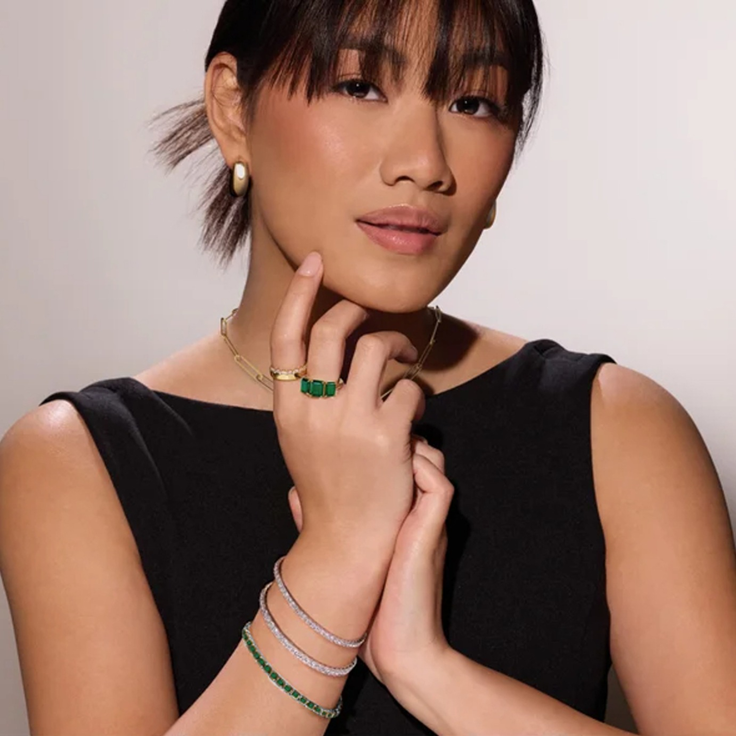 Emerald Cut Tzavorite Garnet Tennis Bracelet 14K White Gold (8.58ct)