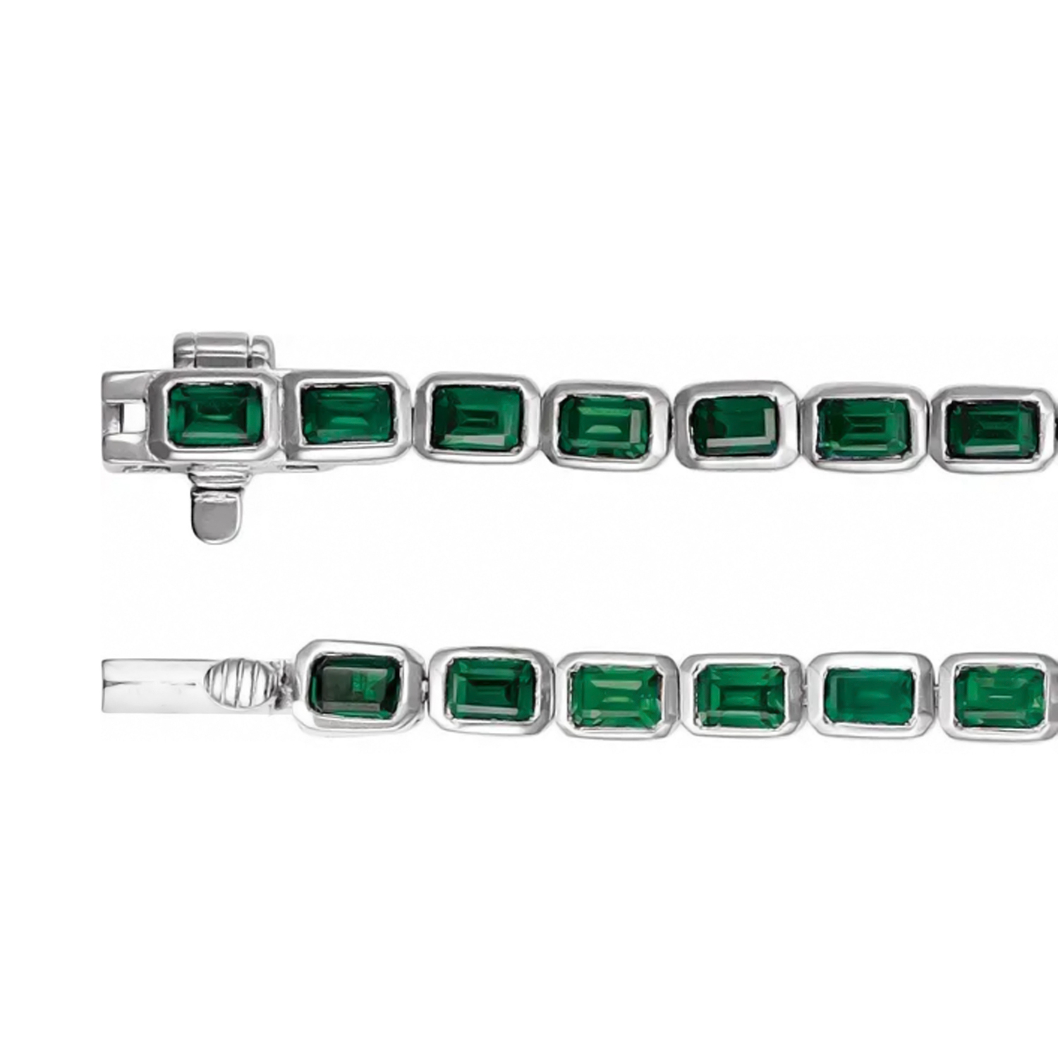 Emerald Cut Tzavorite Garnet Tennis Bracelet 14K White Gold (8.58ct)