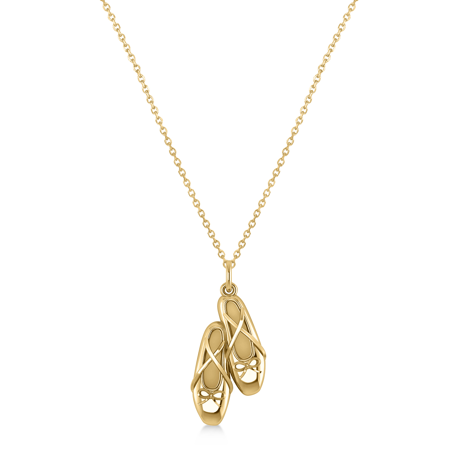 Elegant Ballet Shoes Pendant Necklace 14k Yellow Gold AD8793
