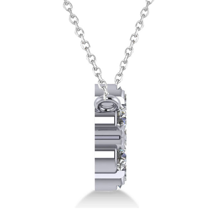 Diamond Flower Cluster Pendant Necklace 14k White Gold (1.06ct)