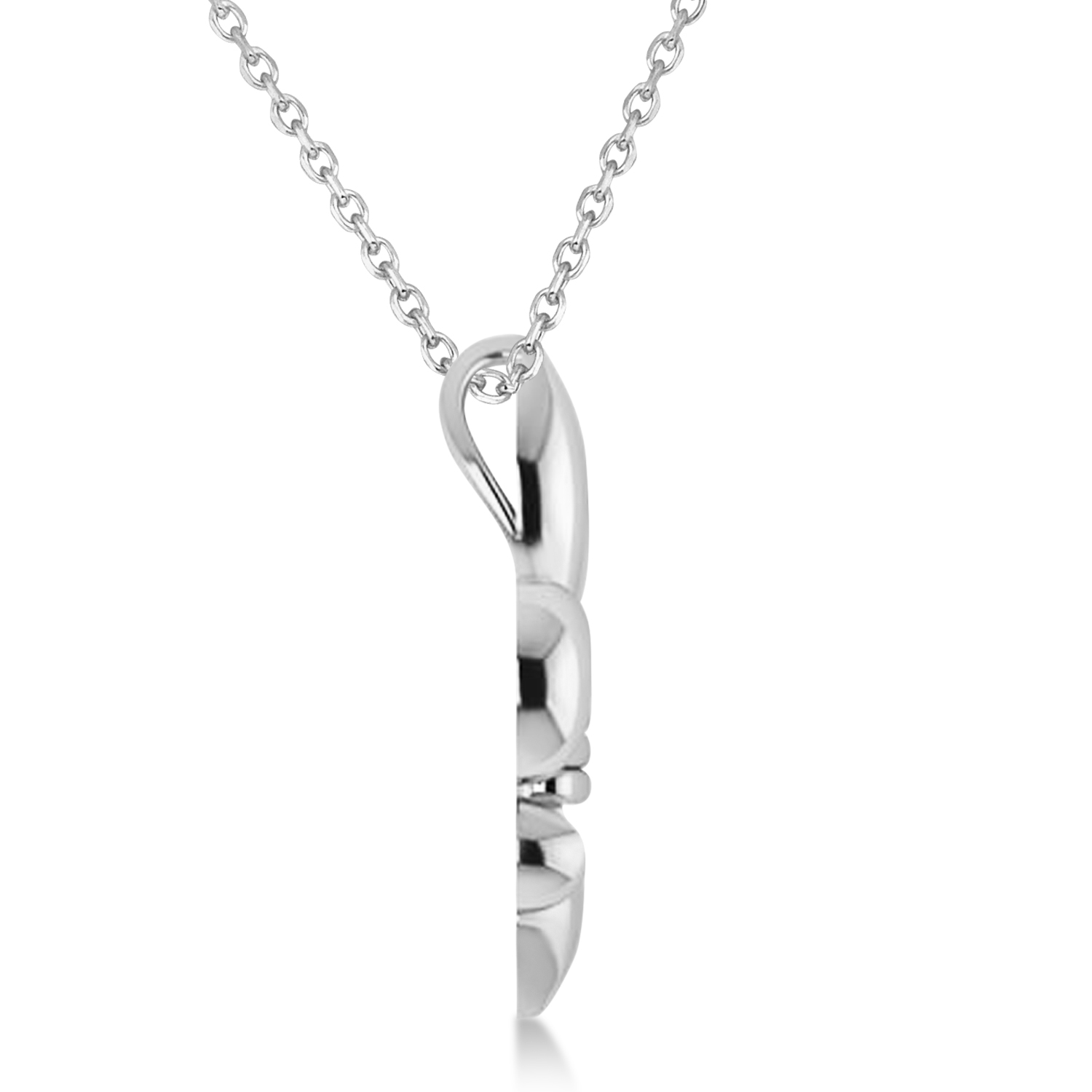 Fleur De Lis Pendant Necklace 14k White Gold