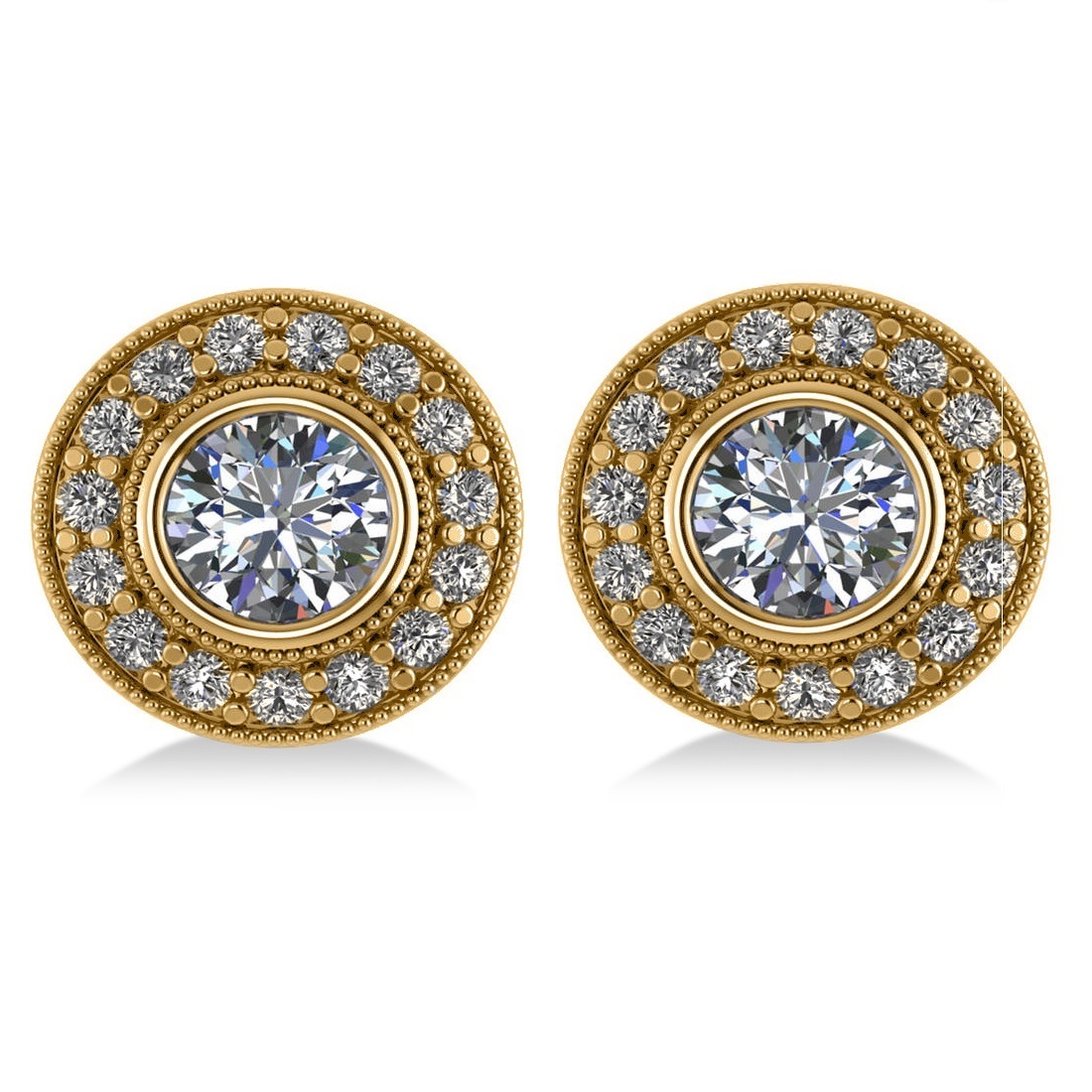Diamond Halo Round Earrings 14k Yellow Gold (2.90ct)