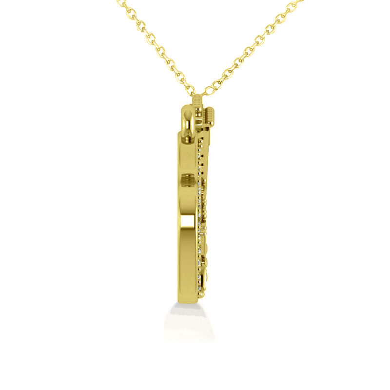 Diamond Guitar Music Pendant Necklace 14k Yellow Gold (0.07ct)