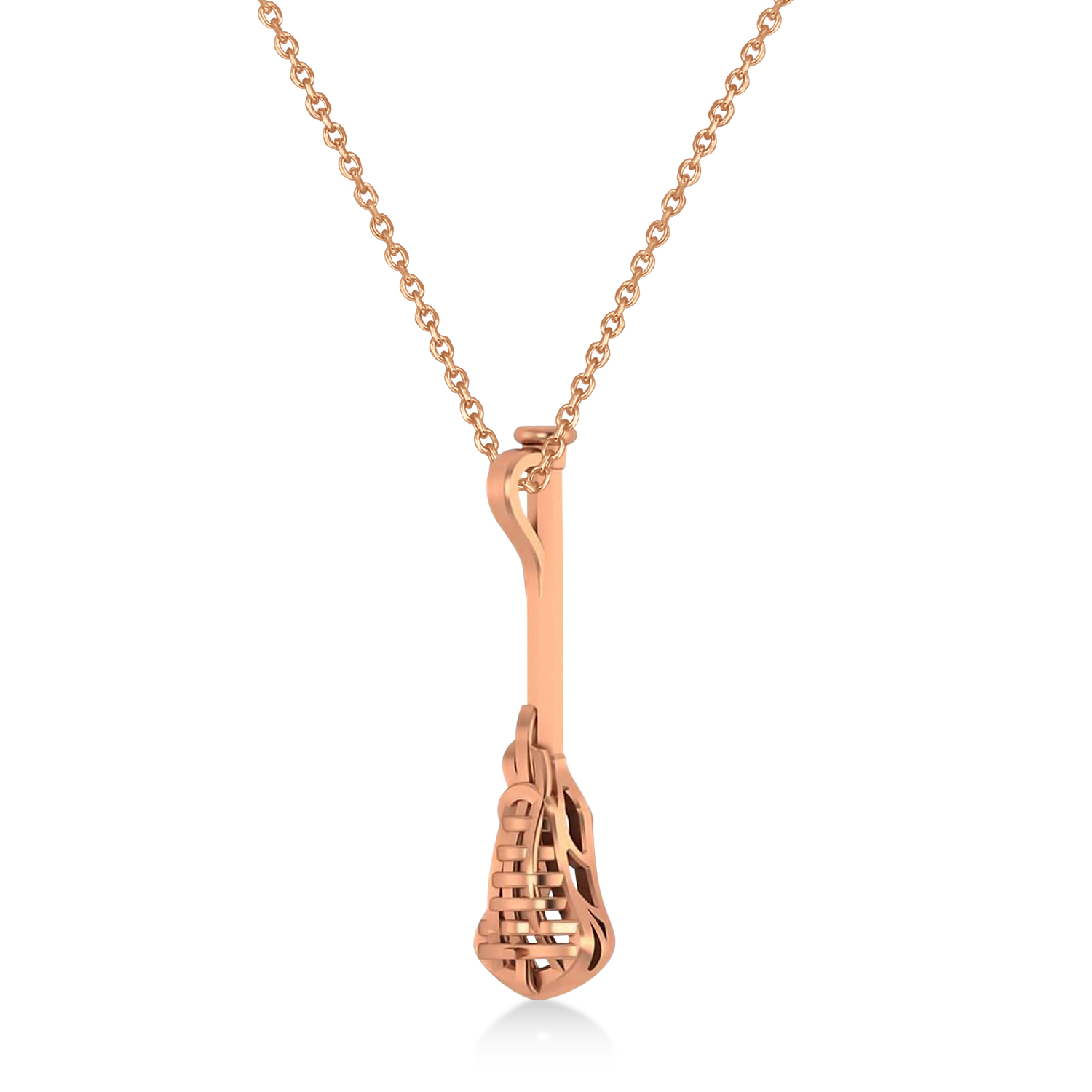 Lacrosse Stick Charm Men's Pendant Necklace 14K Rose Gold