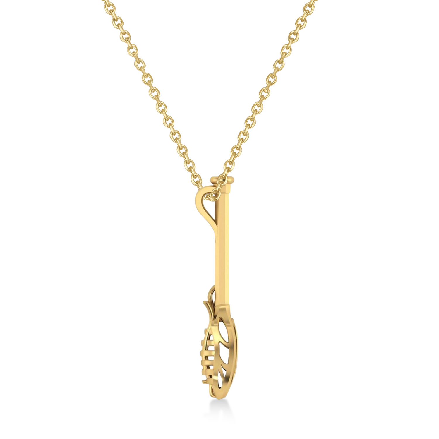 Lacrosse Stick Charm Men's Pendant Necklace 14K Yellow Gold