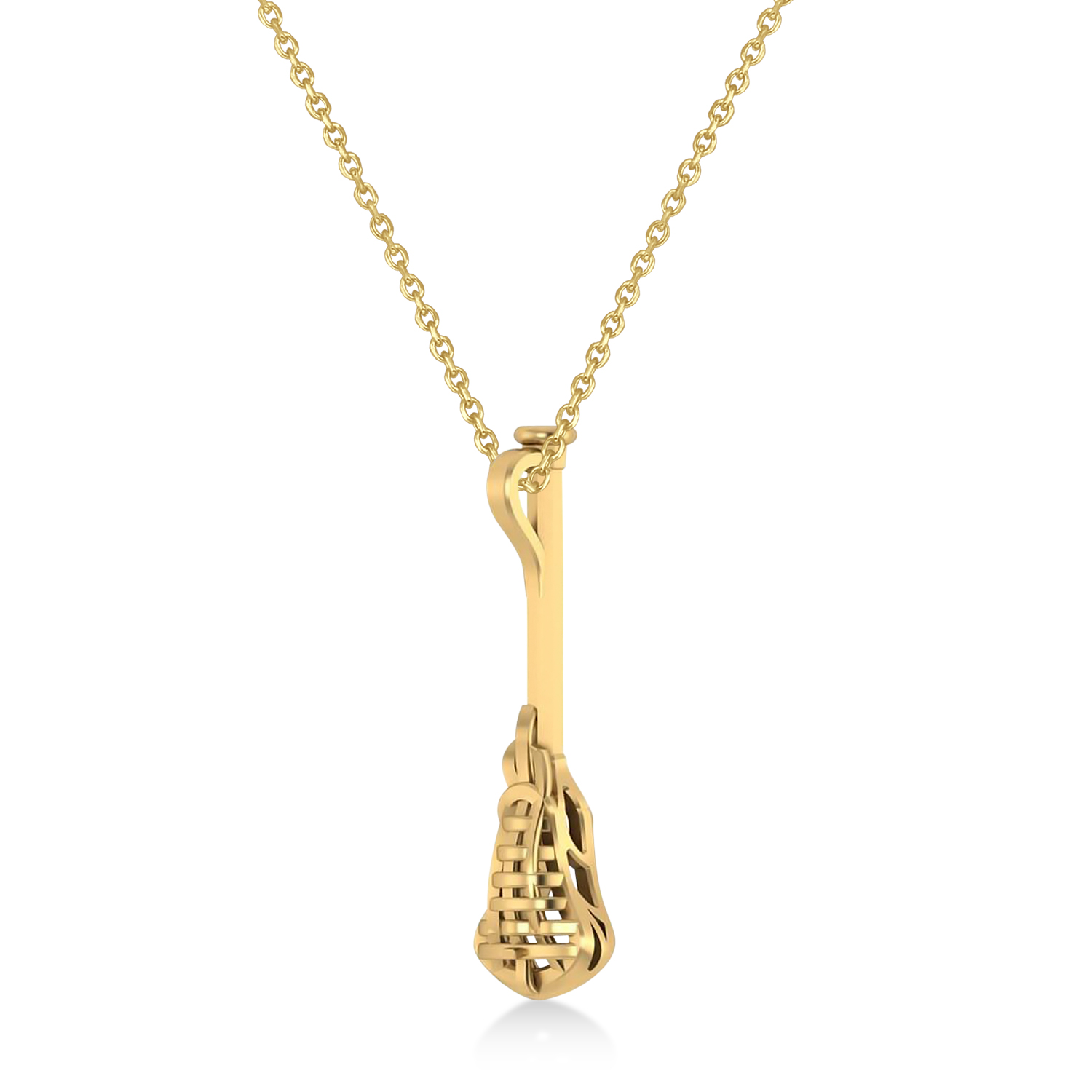 Lacrosse Stick Charm Men's Pendant Necklace 14K Yellow Gold