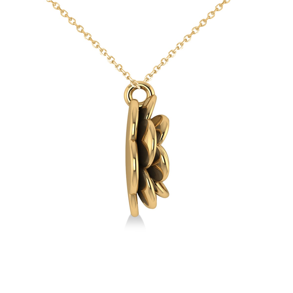 Ruby Round Flower Pendant Necklace 14k Yellow Gold (0.05ct)