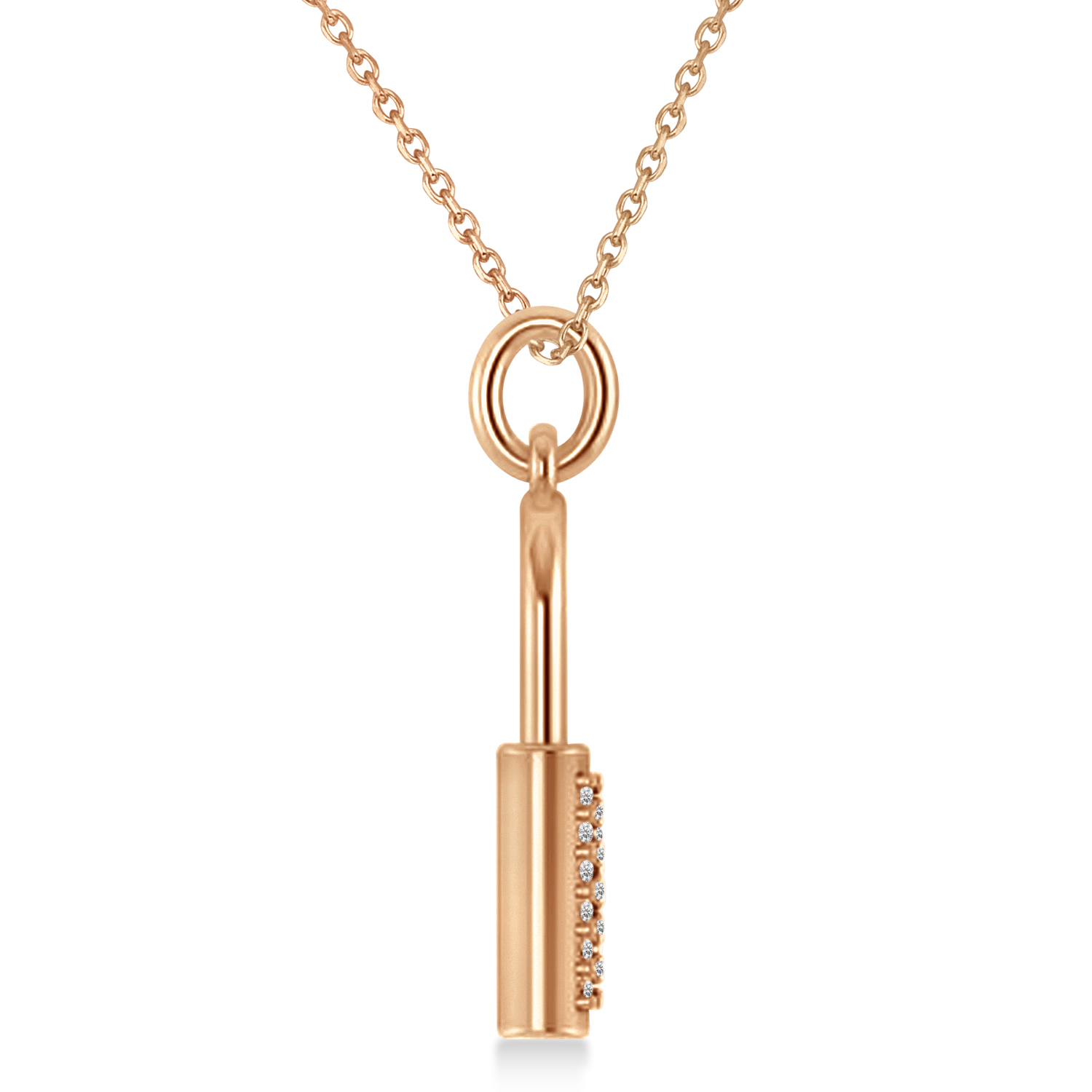 Diamond Lock Pendant Necklace 14k Rose Gold (0.36ct) AZ3250