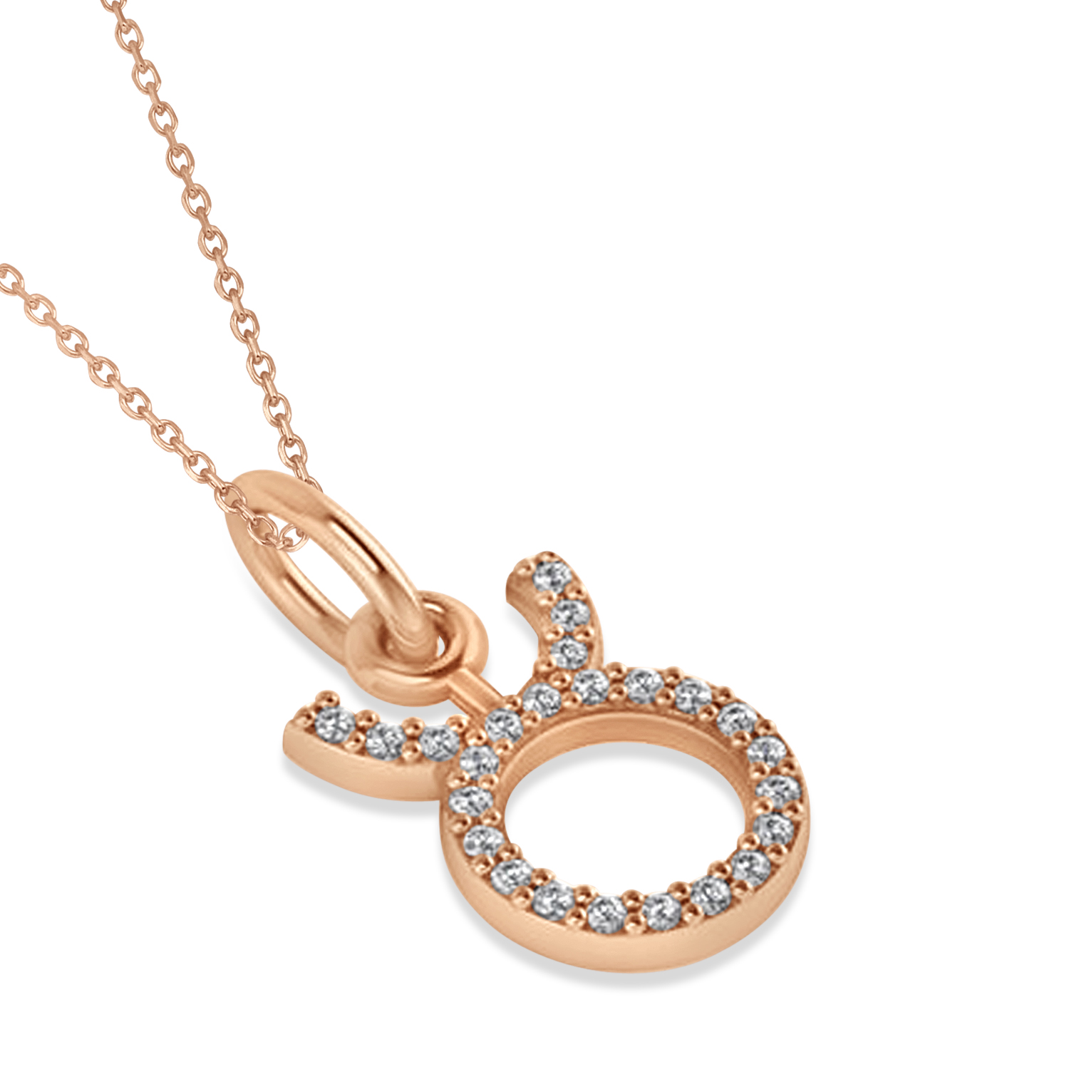 Taurus Zodiac Diamond Pendant Necklace 14k Rose Gold (0.12ct)