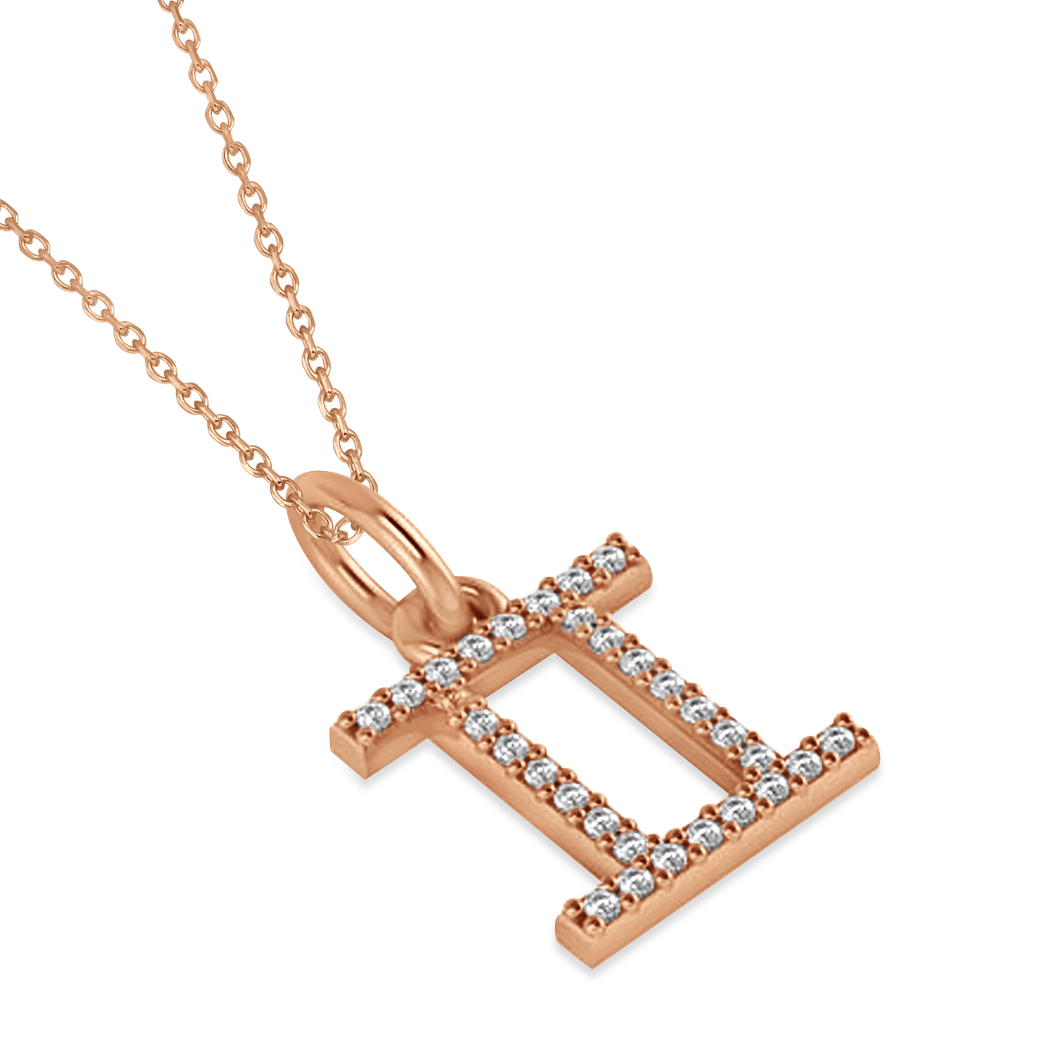 Gemini Zodiac Diamond Pendant Necklace 14k Rose Gold (0.15ct)